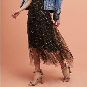 Anthropologie Eve Franco Blk & Gold Zelda Skirt